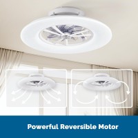 Orison 24 Low Profile Ceiling Fan With Light Smart Ceiling Fans With Backlit Ambient Light And Remote Control Flush Mount Ce