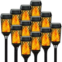 2024 New Version 12-Pack Solar Torch Light With Flickering Flame, Upgraded Solar Flame Torches For Garden Decor, Waterproof Solar Outdoor Lights For Yard Patio Outside Pathway Christmas Decorations