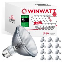 Winwatt Par30 Short Neck Flood 25 Beam 53W, 12 Pack 920Lm 75W Eq. Eco Halogen Light Bulb E26 Dimmable 2900K Cri100 120V (Count Of 12)