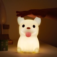 Qanyi French Bulldog Light, Cute Silicone Frenchie Stuff Dog Animal Lamp With Rechargeable For Desktop Desk Table Living Room Bedroom Office Decorations, Soft Bulldog Gifts For Kids Boys Girls Women