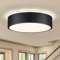 Vikaey Black Led Ceiling Light Modern Flush Mount Ceiling Light Fixture Minimalist Round Metal Lighting Fixture Ceiling Lamp F