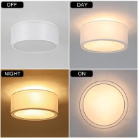 Luupyia 3Light Double Fabric Drum Ceiling Light Fixture 1259 Inches Simple Semi Flush Mount Ceiling Lights With Double Fabric