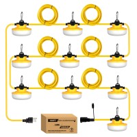 Yxl 130W 16000Lm 3Prong Construction String Lights 100Ft Industrial String Work Lights Ip65 Waterproof 123Lmw Super Bright For