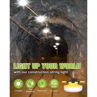 Yxl 130W 16000Lm 3Prong Construction String Lights 100Ft Industrial String Work Lights Ip65 Waterproof 123Lmw Super Bright For