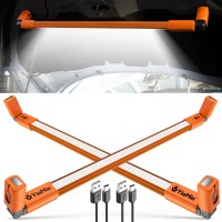 2Pcs Aluminum Panel 374Inch Long Rechargeable Underhood Work Light Led Work Light Bar With Magnetic And Hooks Cordless 3000Lm