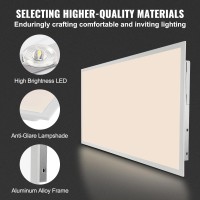 Vevor 2 Pack 2X4 Ft Led Flat Panel Light, 6000Lm 50W, Surface Mount Led Drop Ceiling Light Fixture With Adjustable Color Temperature 3500K/4000K/5000K, Ultra Thin For Home Office Classroom, Ul Listed