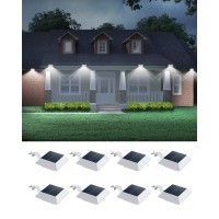 Falove Solar Gutter Lights, Super Bright Upgraded Solar Fence Lights Outdoor Waterproof Led, 4 Ways Installation Solar Deck Lights For Outside Deck Wall Gate Garage Cabin Garden Backyard Patio 8 Pack