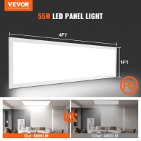 Vevor 2 Pack 1X4 Ft Led Flat Panel Light, 6600Lm 55W, Surface Mount Led Drop Ceiling Light Fixture With Adjustable Color Temperature 3500K/4000K/5000K, Ultra Thin For Home Office Classroom, Ul Listed