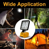 Portable Cordless Led Work Light For Dewalt 20V Battery 48W 3800Lumens Flood Lights Outdoor With Two Usb Charging Ports For Wo