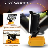 Portable Cordless Led Work Light For Dewalt 20V Battery 60W 4500Lumens Flood Lights Outdoor With Two Usb Charging Ports For Wo