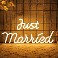 Coolgift Mart Just Married Neon Sign Dimmable Led Love Light For Wedding Decorations Proposal Engagement Artistic Wall Dec