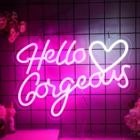 Coolgift Mart Hello Gorgeous Neon Signs Romantic Led Wedding Decor Usb Powered For Home Proposal Engagement Birthday Ba