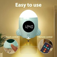 Qanyi Night Light Plug In Cute Space Rocket Kids Room Decor Nightlight For Nonwall Or Wall Mount Nursery Breastfeeding Lamp G