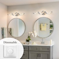 Huoku Dimmable Modern Led Bathroom Vanity Light 24 Inch Spiral Design Brushed Nickel Bathroom Light Fixtures Over Mirror Bath