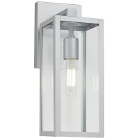 John Timberland Modern Cottage Indoor-Outdoor Wall Light Fixture Silver Nickel Lantern 14