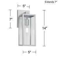 John Timberland Modern Cottage Indoor-Outdoor Wall Light Fixture Silver Nickel Lantern 14