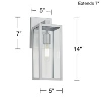 John Timberland Modern Cottage Indoor-Outdoor Wall Light Fixture Silver Nickel Lantern 14