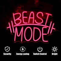 Cktbley Beast Mode Neon Signs For Wall Decor Red Letter Led Neon Light Gym Neon Sign Barbell Led Neon Lights Signs Dumbbell Neon