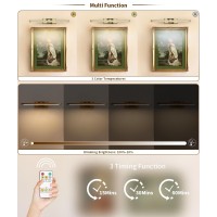 Keliden Wireless Picture Light Battery Operated With Remote Led Art Lights For Paintings Rechargeable Dimmable 157 Brass Ligh