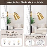 Battery Operated Wall Sconces Set Of 2 Dimmable Led Wall Lights With Remote Control Indoor Sconce Wall Lighting 3000K4000K60