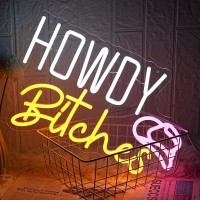 Lmsignly Howdy Es Neon Sign White Yellow Pink Letter Led Neon Sign Cool Grils Neon Sign Usb Dimmable Neon Light For College Dorm