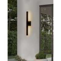 Oupavocs Outdoor Wall Lights Led, Modern Exterior Light Fixture, 22 Up Down Porch Lights Wall Mount, 12W Black Led Wall Sconce 3000K, Waterproof Outside Patio Lighting For House, Garage