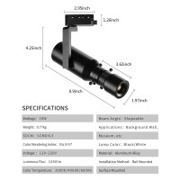 Gpaillumic Led Lighting Heads, Spot Light Indoor, 18W Shapeable Light, 2-Wire Track Dimming Zoom Light, Adjustable Aperture Shape For Museum Art Gallery Exhibition Art