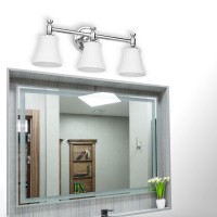 Hanaloa Bathroom Vanity Light Fixtures Traditional Chrome 3 Lights Wall Sconce Lighting With Opal Glass Shade Porch Wall Mount