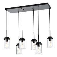 Melucee 6 Lights Linear Kitchen Island Lighting Black Chandeliers For Dining Room 305 Inches Pendant Light Fixtures Foyer Ligh