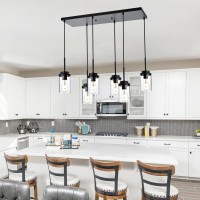 Melucee 6 Lights Linear Kitchen Island Lighting Black Chandeliers For Dining Room 305 Inches Pendant Light Fixtures Foyer Ligh