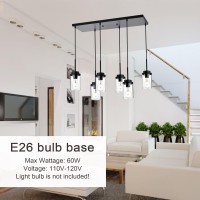 Melucee 6 Lights Linear Kitchen Island Lighting Black Chandeliers For Dining Room 305 Inches Pendant Light Fixtures Foyer Ligh