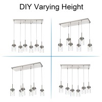 Melucee Pendant Lights Kitchen Island 6Light Dining Room Light Fixture With Clear Glass Shade Modern Linear Chandeliers For D