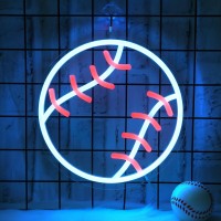 Coolgift Mart Baseball Neon Sign Dimmable Sport Led Signs Usb Powered With Pink And Blue Lights For Wall Decor Living Room Bedr