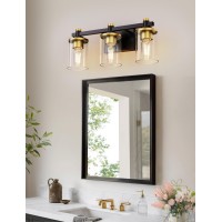 L Lohas Led 3 Light Bathroom Vanity Light Black And Gold Bathroom Light Fixture Over Mirror Modern Lighting Fixtures With Clea