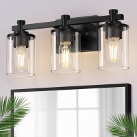 L Lohas Led 3 Light Bathroom Vanity Light Black Bathroom Light Fixture Over Mirror Modern Lighting Fixtures With Clear Glass S