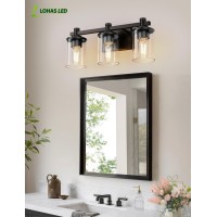 L Lohas Led 3 Light Bathroom Vanity Light Black Bathroom Light Fixture Over Mirror Modern Lighting Fixtures With Clear Glass S