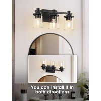 L Lohas Led 3 Light Bathroom Vanity Light Black Bathroom Light Fixture Over Mirror Modern Lighting Fixtures With Clear Glass S