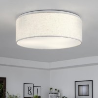 Luupyia 3Lights Drum Ceiling Light Fixture 126 Inches Vintage Unique Semi Flush Mount Ceiling Lighting With Fabric Drum Shade