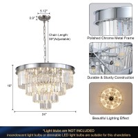 A Axilixi Chrome Crystal Chandelier 24 Modern Chandelier For Dining Room Round Ceiling Pendant Light Fixture 4 Tiers 12 Light