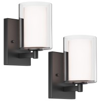 Wall Sconces Set Of 2 Modern Vanity Lights With Double Clear Glass Shade Matte Black Indoor Farmhouse Wall Lights For Bathroom L