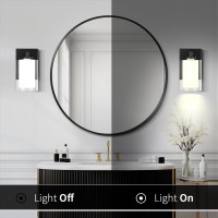 Wall Sconces Set Of 2 Modern Vanity Lights With Double Clear Glass Shade Matte Black Indoor Farmhouse Wall Lights For Bathroom L