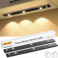 Woldfy 3 Color Tempers Dimmable Under Cabinet Lights Wireless2 Pack 2000Mah Rechargeable Led Motion Sensor Lighting Indoor M