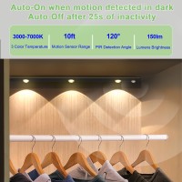 Woldfy 3 Color Tempers Dimmable Under Cabinet Lights Wireless2 Pack 2000Mah Rechargeable Led Motion Sensor Lighting Indoor M