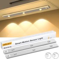 Woldfy 3 Color Tempers Dimmable Under Cabinet Lights Wireless2 Pack 2000Mah Rechargeable Led Motion Sensor Lighting Indoor M