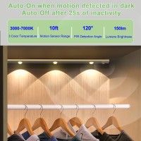 Woldfy 3 Color Tempers Dimmable Under Cabinet Lights Wireless2 Pack 2000Mah Rechargeable Led Motion Sensor Lighting Indoor M