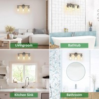 Dllt Bathroom Vanity Light Fixture, 3-Light Wall Light For Powder Room, Hallway, Kitchen, Mirror, Living Room, Silver Wall Sconces Lighting With Clear Glass Shade (E26 Base Bulbs Not Included)