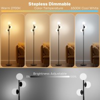 Sibrille Rgbcw Floor Lamp 3 Globe Bright Color Changing Rgb Standing Lamp With Remote Modern Stepless Dimmable Led Tall Floor