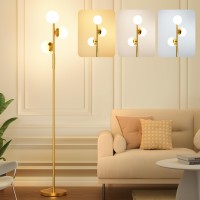 Sibrille Led Floor Lamp For Living Room 3 Globe Bright Standing Lamp With Remote 4 Color Temterapure Dimmable Bedroom Lamp Mod