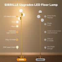 Sibrille Led Floor Lamp For Living Room 3 Globe Bright Standing Lamp With Remote 4 Color Temterapure Dimmable Bedroom Lamp Mod