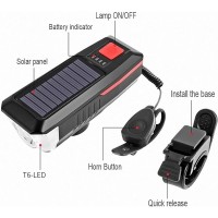 Solar Powered Bike Light Wireless Control Tail Light With Horn Turn Signal Light Red